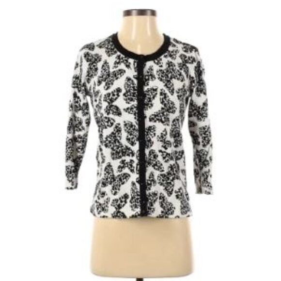 STUDIO WORKS! Boho black & white butterfly print cotton cardigan - Picture 3 of 9